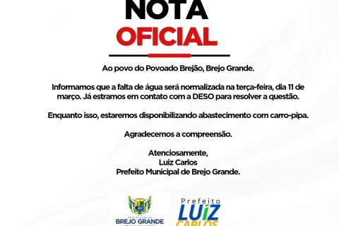 Prefeito Luiz Carlos Anuncia Medidas para Combater Falta de Água em Brejo Grande